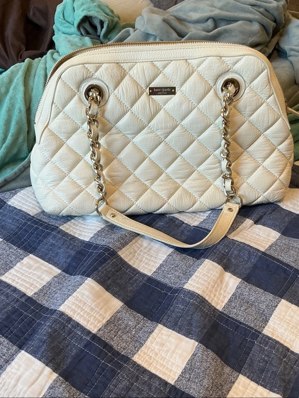 kate spade Quilted Cream Leather Chain-Handle Shoulder Bag
